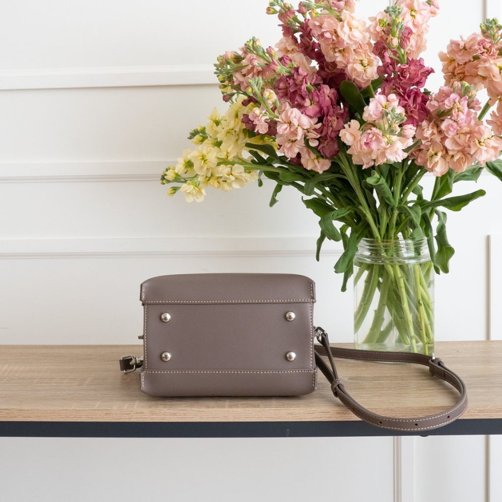 😍 NEW COLOR * Stella Mini Satchel Bag - Genuine Leather - Wood Berry - Picture 6 of 13